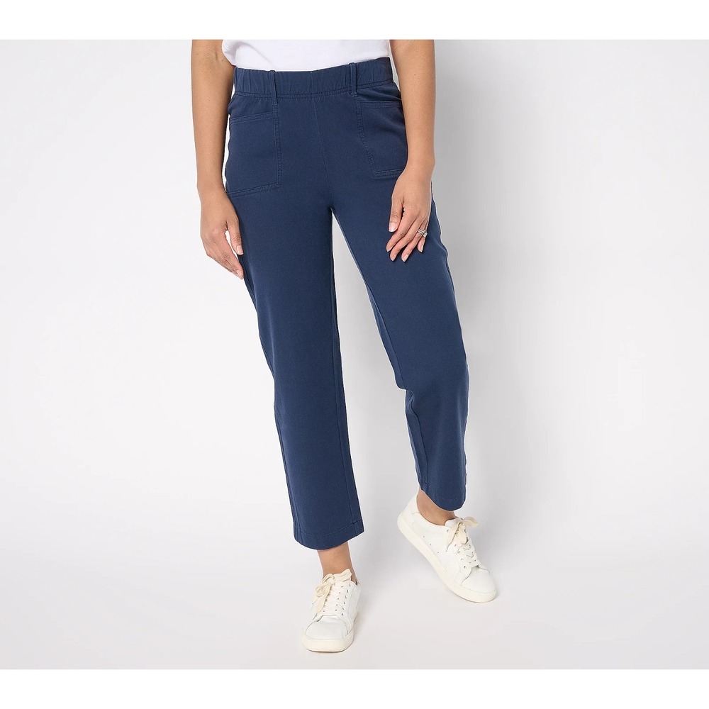 Anybody Women's Pants Sz L Tall All-Stretch Twill Straight Leg Ankle Blue #511-L